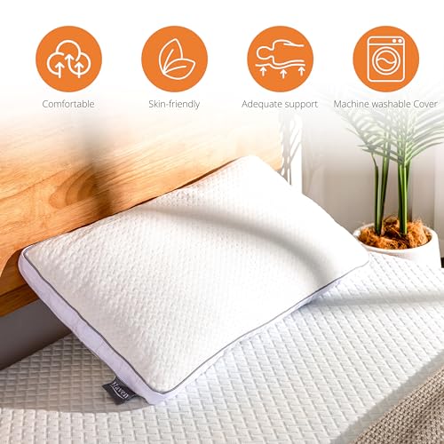 EGOHOME Shredded Memory Foam, Bed Sleeping, Medium Queen Size Side Back Stomach Sleepers, Neck Support Pillow with Washable Removable Cover, Haven King, White