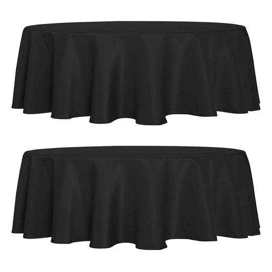 sancua 2 Pack Round Tablecloth 60 Inch Black, Stain and Wrinkle Resistant Table Cloth - Washable Polyester Table Cover for Dining Tables, Buffet Parties and Camping