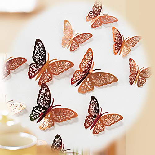 FOMTOR 3D Butterfly Wall Decor Paper Gold Butterflies Butterfly Cake Decorations for Cake Decorating Wall Decor Wedding Party Decorations 72 pcs