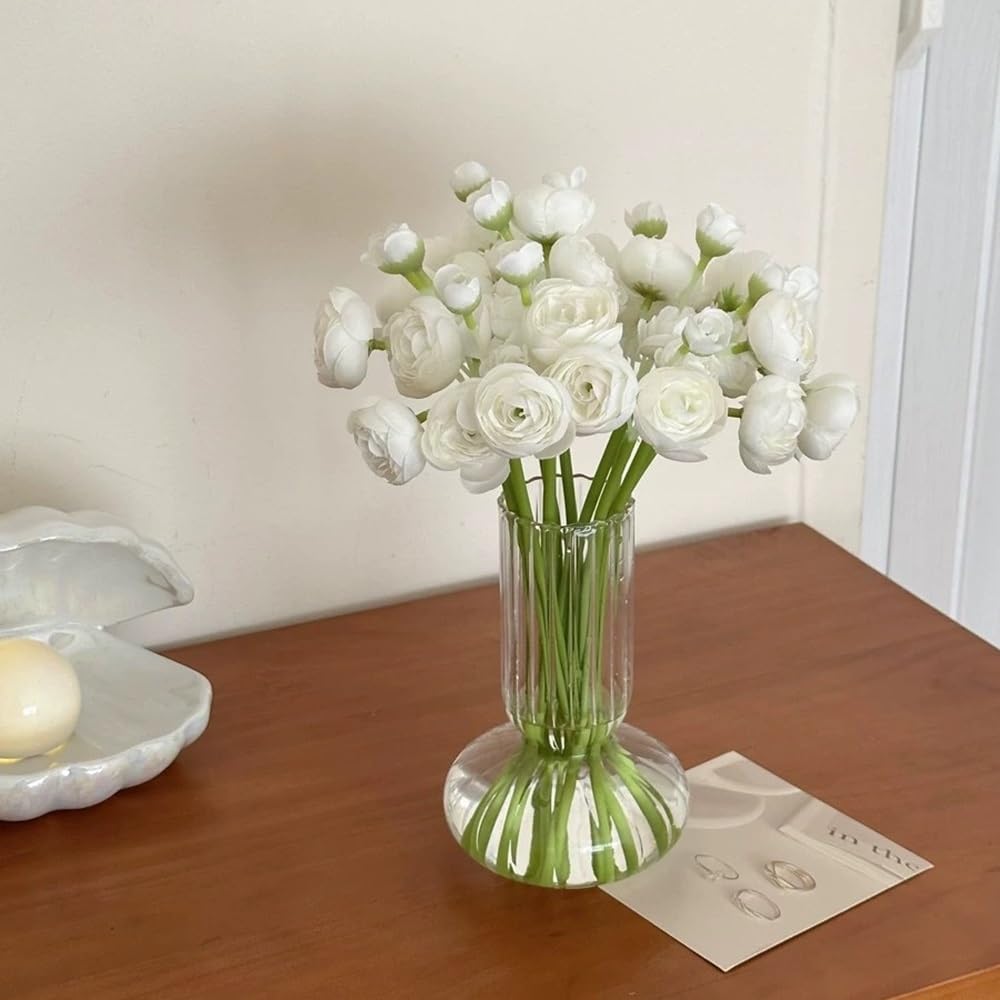WEIDOLLAR Ranunculus Artificial Flower, 24Pcs Faux Silk Mini Ranunculus Flowers Bulk Fake Wedding Filler Flowers for DIY Bouquet Centerpieces Arrangements Bridal Shower Decorations (Ivory)