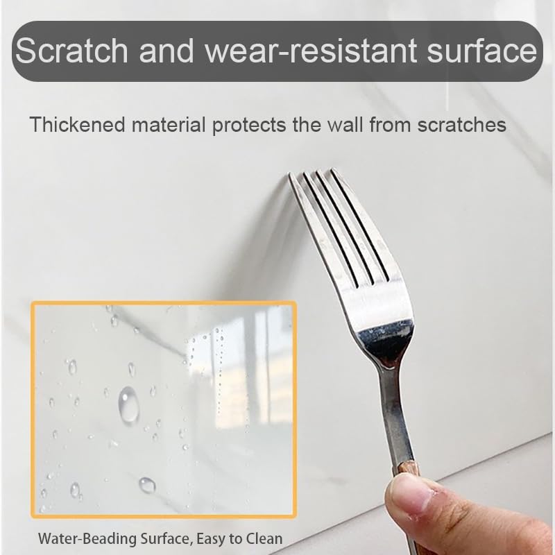 10-Pack Peel and Stick White Marble Wall Panels (11.8" x 23.6") – 19.4 Sq. Ft. Waterproof PVC Tiles for Kitchen, Bathroom, Living Room & Accent Walls – Heat-Resistant Self-Adhesive Backsplash Tiles