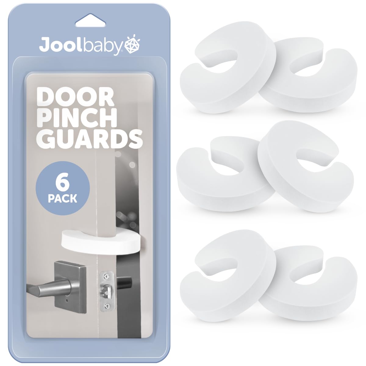 Door Pinch Guards (6 Pack) Baby Proof Doors Extra Soft Foam, Sleek Design, Child Safety, Baby Safety Finger Protectors - Jool Baby