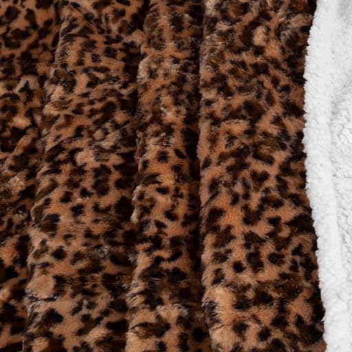 Sherpa Fleece Throw Blanket - 50x60-Inch Machine-Washable Reversible Throw - Fluffy Blankets for Couch, Chair, or Bed by Lavish Home (Leopard)