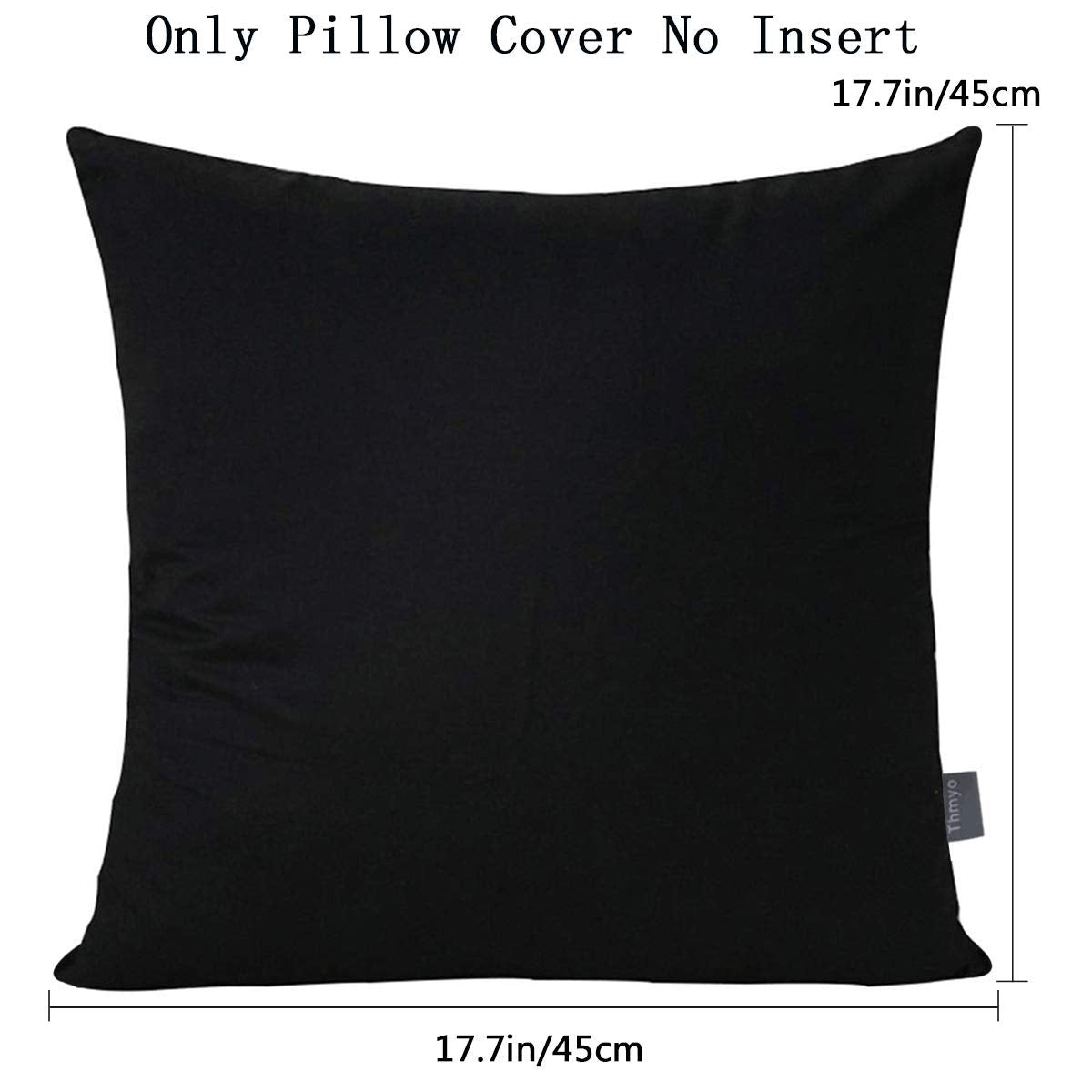 Thmyo 4-Pack 100% Cotton Comfortable Solid Decorative Throw Pillow Case Square Cushion Cover Pillowcase Sublimation Blank Pillow Covers Halloween DIY Throw Pillowcase for Sofa(18x18inch/45x45cm,Black)