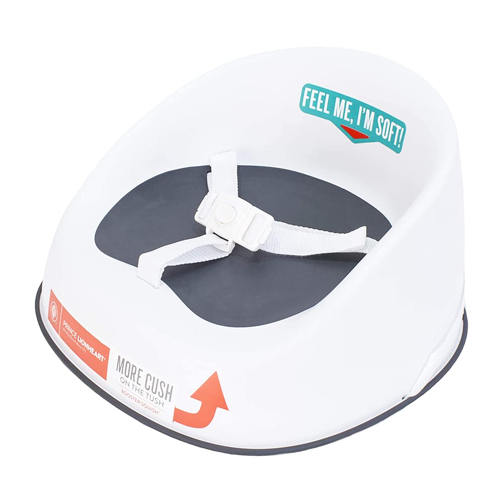 Prince Lionheart Squish Booster Seat, Gray, 3-Point Harness Dual-Strap System, Easy to Wipe Clean, Lightweight