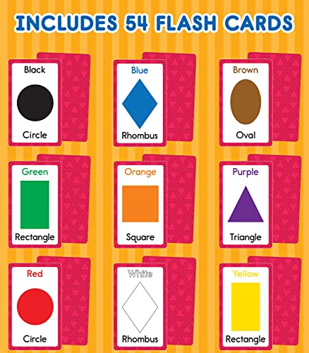 Carson Dellosa 54 Colors and Shapes Flash Cards, Toddler Learning Flashcards for Kids Ages 4 and Up, Educational Games for Preschool and Kindergarten Reading Readiness