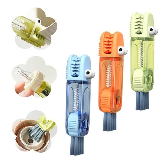 3 in 1 Cup Lid Cleaning Brush, 2024 New Portable Crevice Cleaning Brush Set for Baby Bottle Gap Tight Spaces Cup, Rotatable Cup Lid Cleaner Cup Mouth Scrubber