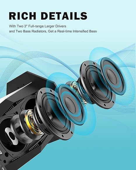 INGA Outdoor Speaker, Bluetooth Wireless Speaker with Lights, Sync up to 100 Speakers, IPX5 Waterproof, 25W, 2 Packs, Portable for Outdoors/Patio/Porch/Pool