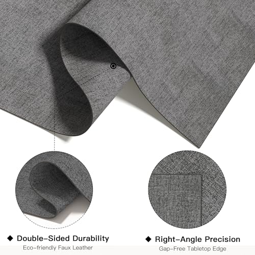 DOLOPL Placemats Set of 6 – Elegant Double Side Washable Place Mats for Dining Table, Heat Resistant Wipeable Reversible Modern Dining PU Table Mats for Kitchen, Office, Outdoor Use (Charcoal)