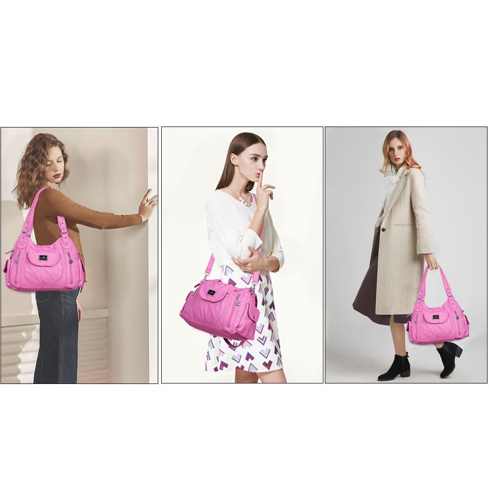 Angel Kiss Purses for Women, Large Shoulder Bag Hobo Tote Purse Mutipocket Faux Leather Satchel Hobo Purse