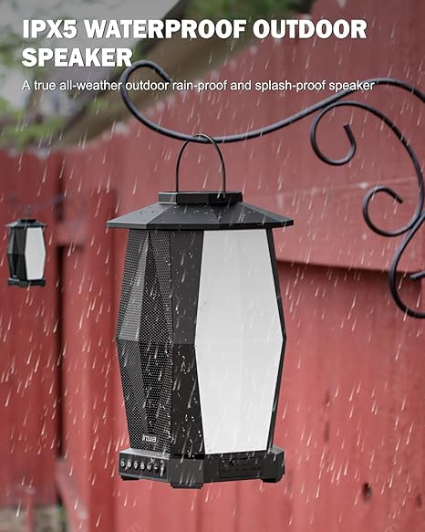 INGA Outdoor Speaker, Bluetooth Wireless Speaker with Lights, Sync up to 100 Speakers, IPX5 Waterproof, 25W, 2 Packs, Portable for Outdoors/Patio/Porch/Pool