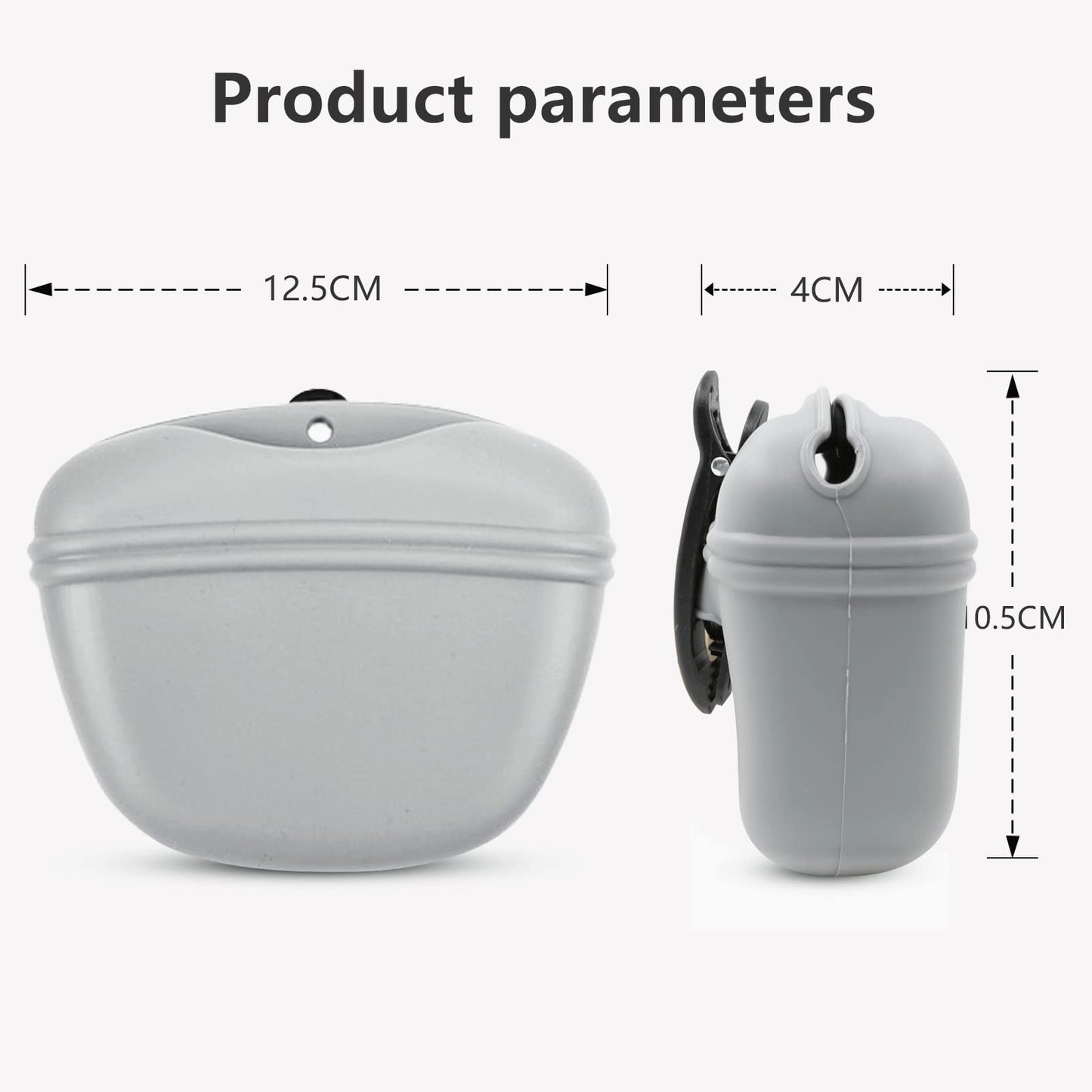 MGKSHADOW Dog Treat Pouch 2 Pack, Dog Treat Training Pouch, Silicone Pet Treat Bag BPA Free/Clip/Magnetic Dog Walk (Grey & Black)