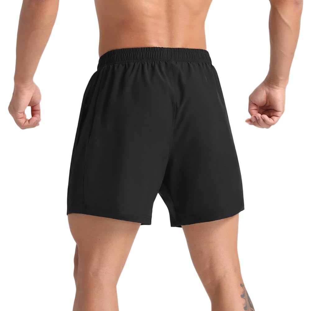 MAXCK 2 Pack Mens Lightweight Athletic Running Shorts 5'' Quick Dry Gym Workout Shorts with Zipper Pockets Black/Navy,Large