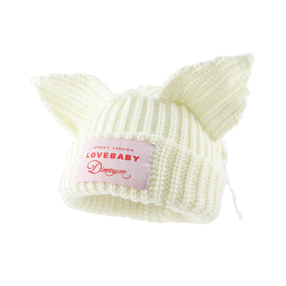 Cute Ear Beanie Hat, Unisex Cat Ear Crochet Hats Knit Slouchy Beanies Finn Hat Y2k Grunge Accessories