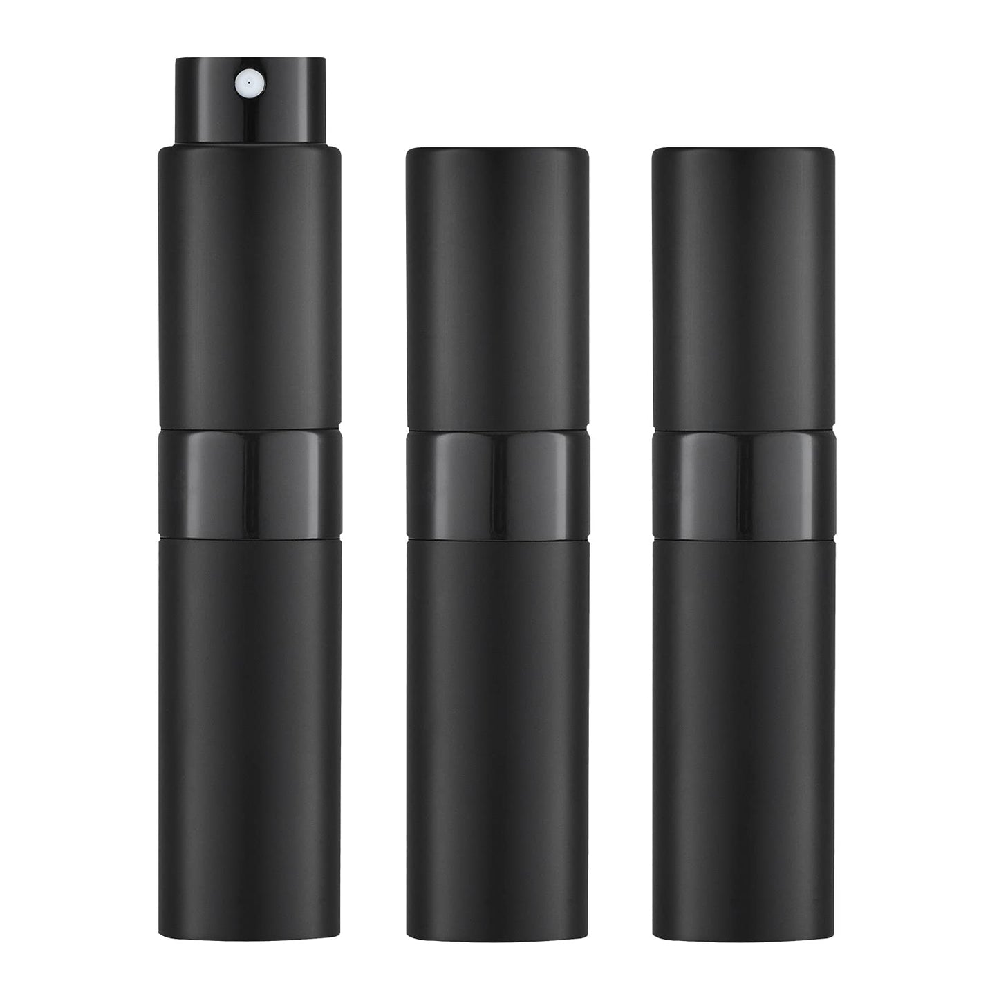 LISAPACK 8ML Atomizer Perfume Spray Bottle for Travel (3 PCS) Empty Cologne Dispenser, Portable Sprayer (Black)