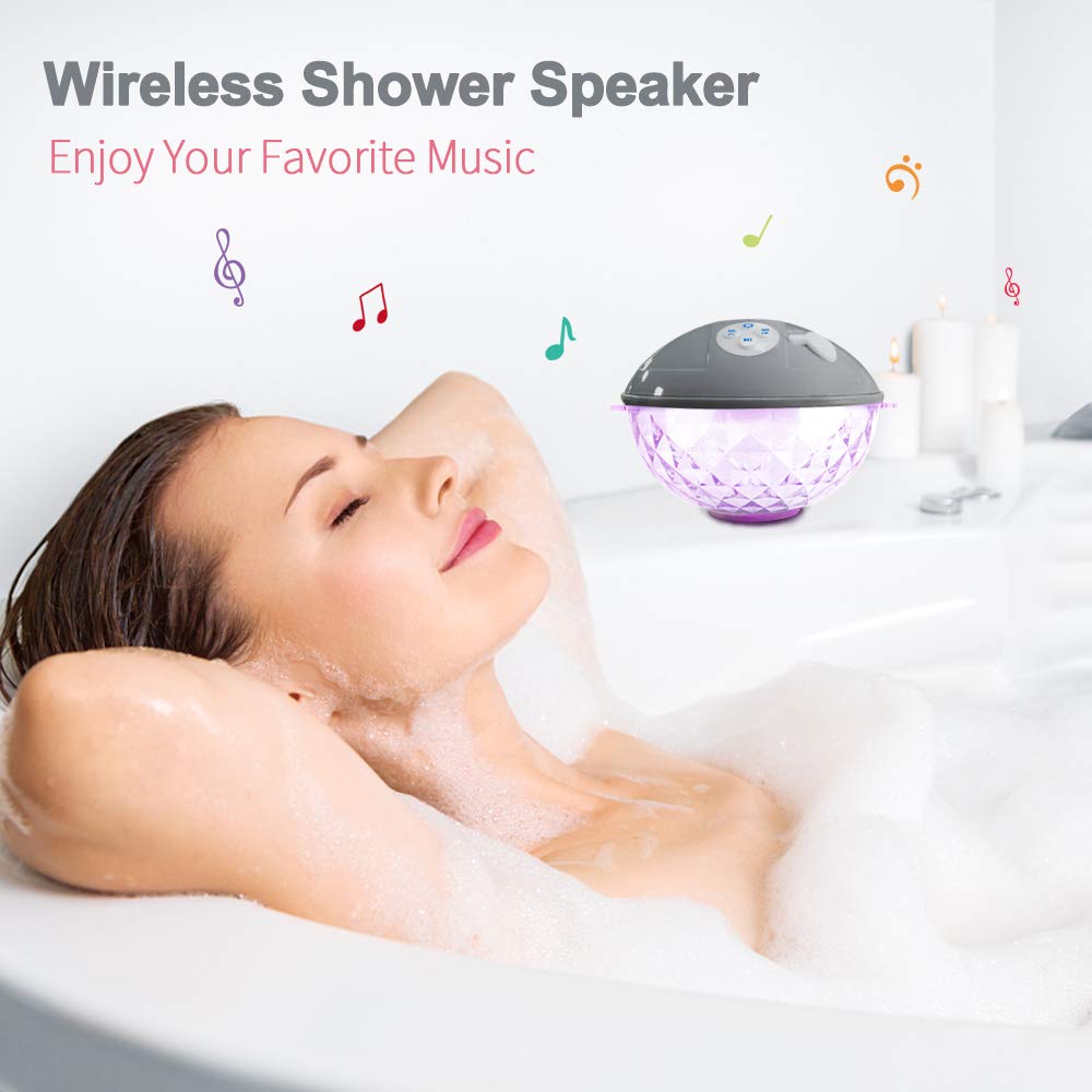 Floating Pool Speakers with Colorful Lights, IP68 Waterproof Bluetooth Speaker for Pool, Crystal Clear Sound Hot Tub Speaker for Pool, Spa and Outdoor