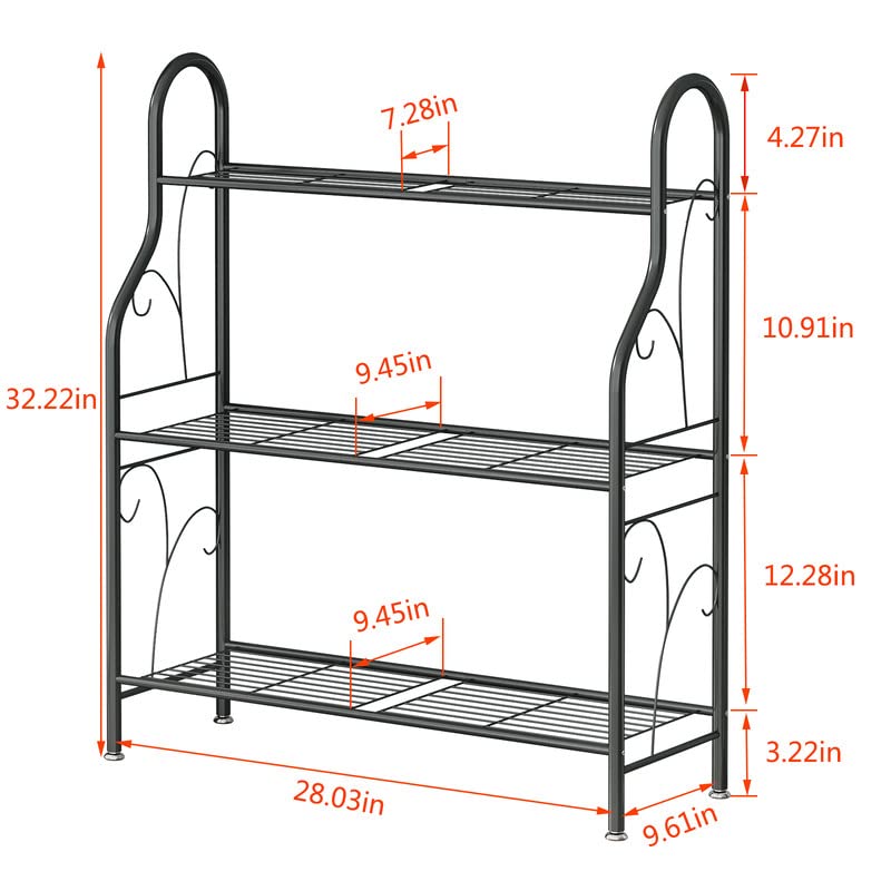 SORCEDAS Plant Stand Indoor Outdoor Plant Stands 3 Tier Metal Corner Plant Shelf Multiple Holder for Living Room Balcony Garden, Dark Grey