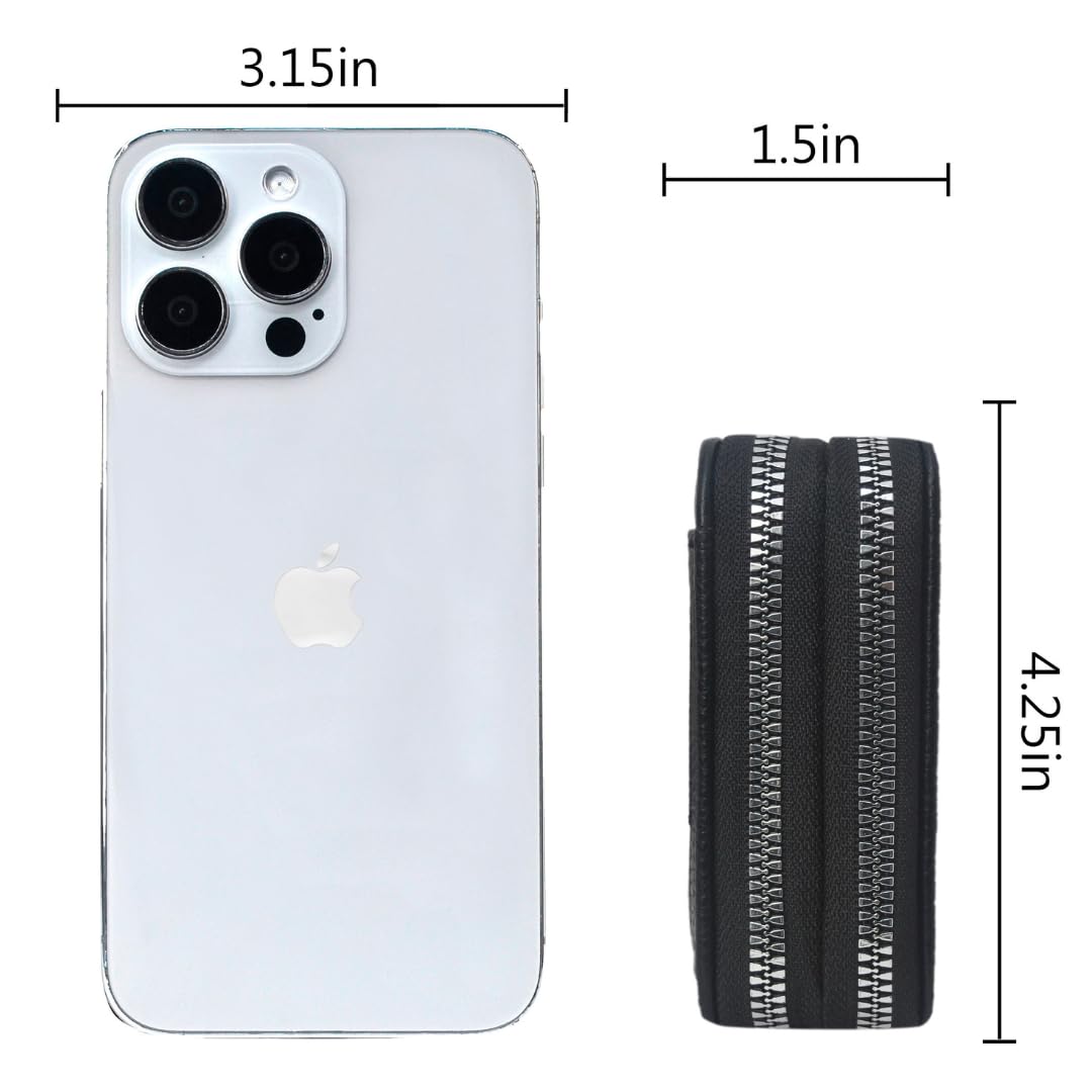 NGIL Small Zippered Faux Leather Wallet for Women, Accordion-Style Card Slot Women Wallet, RFID Blocking Credit Card Holder Wallet, Card Cases & Money Organizers (Black)