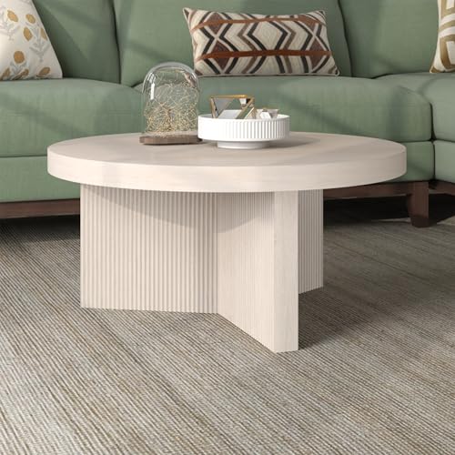 Henn&Hart Holm Coffee Table, 32" Wide, White