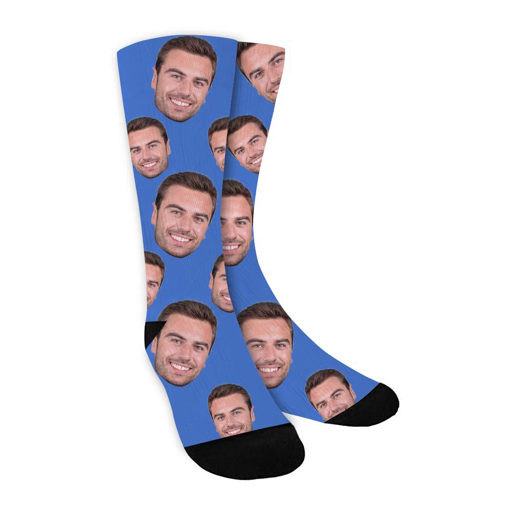 ShineSand Custom Face Socks with Picture, Personalized Socks with Photo Customized Unisex Funny Crew Sock Gifts for Men Women
