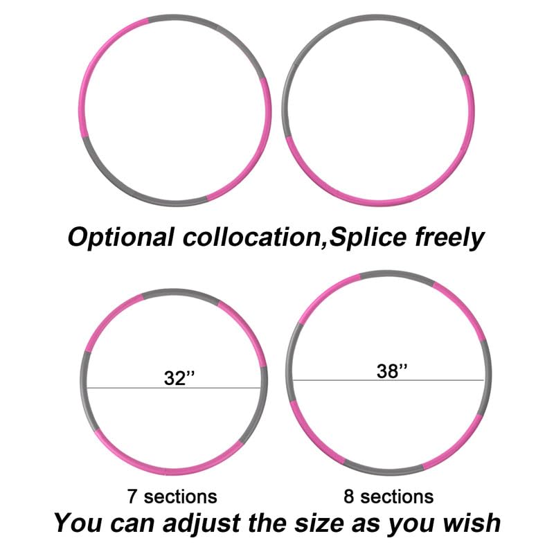 NEOWEEK 2lb Exercise Hoops for Adults, Adjustable Hoola Weighted Hoop, Detachable Section Soft Fitness Hoop for Weight Loss, Fat Burning, Home Gym Core Workout