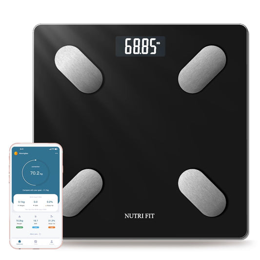 NUTRI FIT Smart Scale for Body Weight Body Composition Monitor, Bathroom Digital Weighing Scale with BMI, Body Fat, Muscle Mass, Accurate Bluetooth Home User Health Equipment Sync Apps