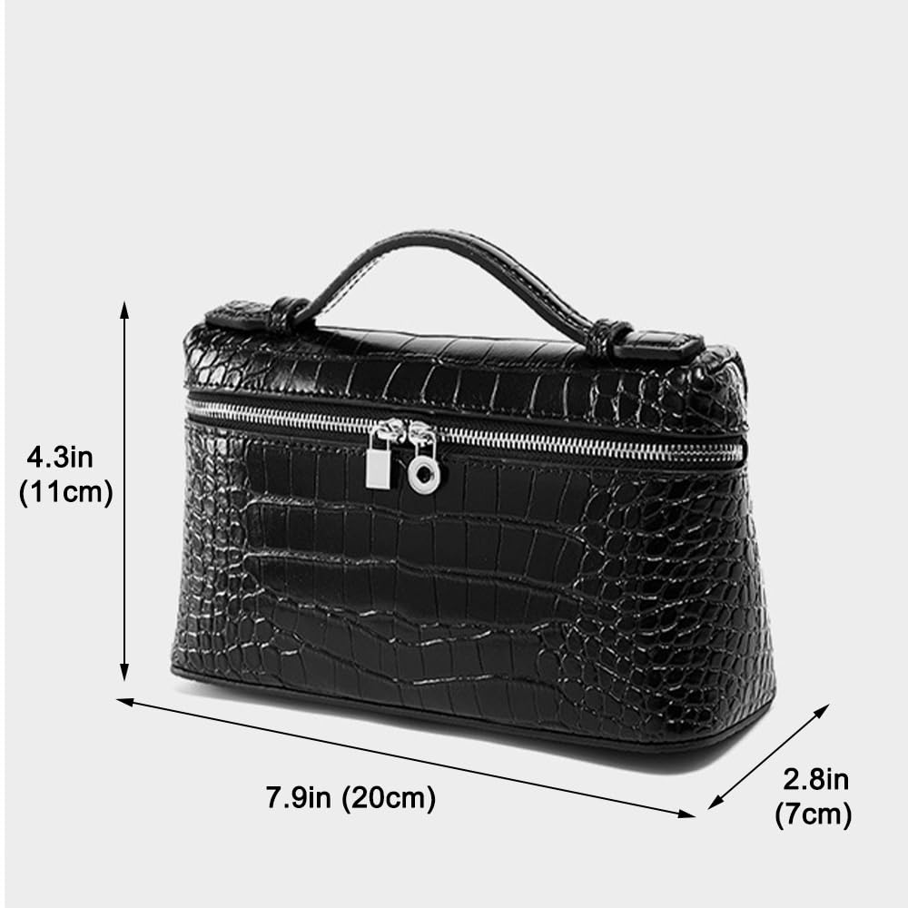Rejolly Crossbody Bag for Women Small Top-Handle Pouch Purse Designer Shoulder Handbag Quiet Luxury Leather Trendy Purse Crocodile Black