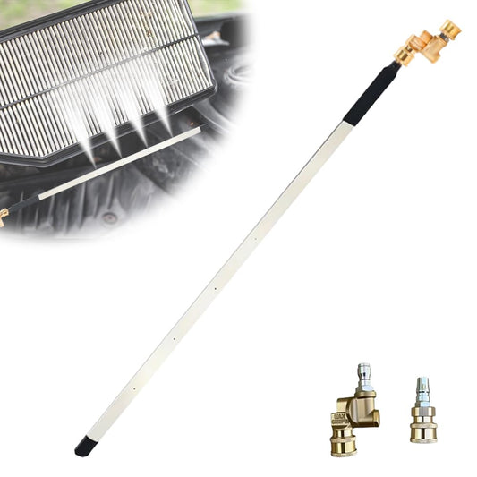 Radiator Cleaning Wand with Air Pipe Quick Connector, 24'' Portable Radiator Cleaning Tool, 4500 PSI Radiator Flush and Cleaner Pressure Washer Tool for Cars Trucks RV Gutter Cleaning (No Switch)