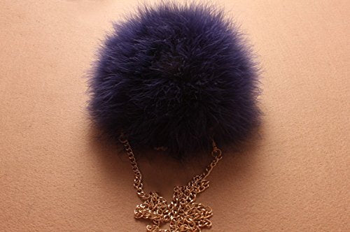 Flada Women's Faux Fluffy Feather Round Clutch Shoulder Bag Blue