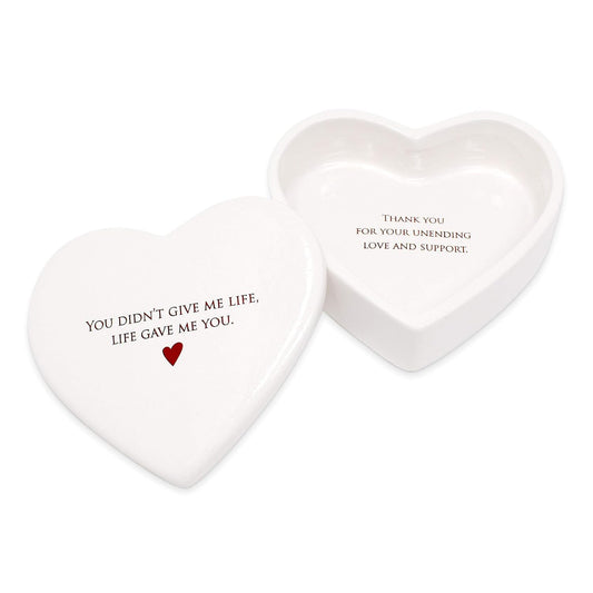 Mom Gift from Susabella - Mother of the Bride or Mother of the Groom Wedding Gift, Ceramic Heart Keepsake Box or Jewelry Box - All That I Am I Owe To My Mother, Mother's Day Gift