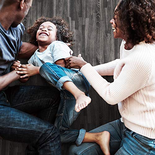 Forest Floor 5/8 Inch Thick Printed Foam Tiles, Premium Wood Grain Interlocking Foam Floor Mats, Anti-Fatigue Flooring, Carbon, 16 Sq Ft