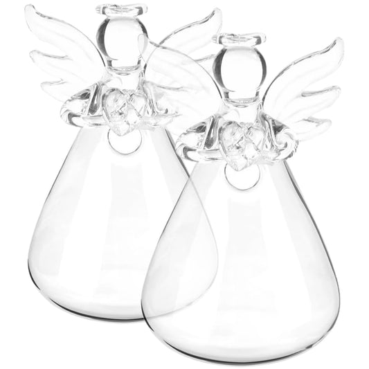 IMIKEYA Angel Hanging Glass Plant Vase: 2pcs Tiny Angel Flower Planter for Hydroponic Plants & Home Garden Decor