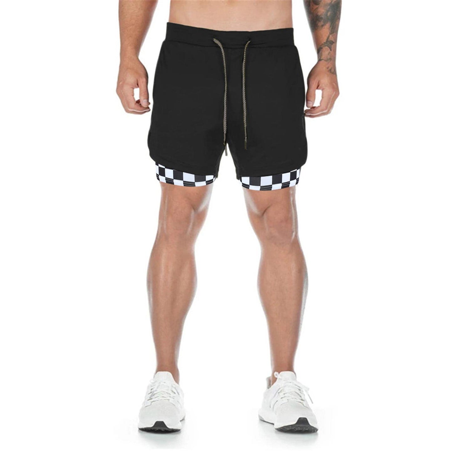 Surenow Men's Running Shorts Quick Dry Workout Gym Shorts Athletic 2-in-1 Stealth Shorts Outdoor Short for Men with Pockets