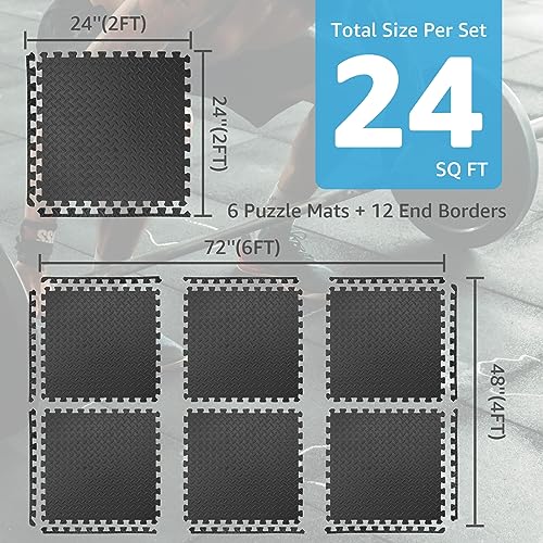 Art3d Eva Puzzle Exercise Mats, 1/2” Thick Foam Interlocking Tiles for Gyms, Flooring, Workout, Gym Equipments, Pack of 6