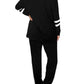 Aloodor Lounge Sets for Women Loungewear Set Casual Stripe Sleeve Tops Black XS