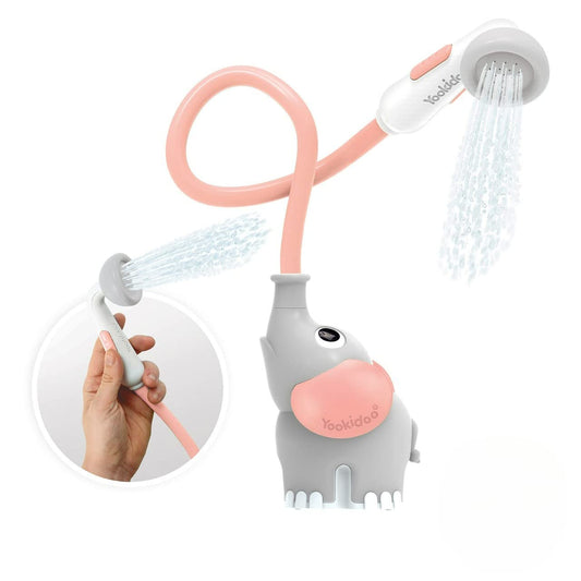 Yookidoo Baby Bath Shower Head - Elephant Water Pump with Trunk Spout Rinser - Control Water Flow from 2 Elephant Trunk Knobs for Maximum Fun in Tub or Sink for Newborn Babies