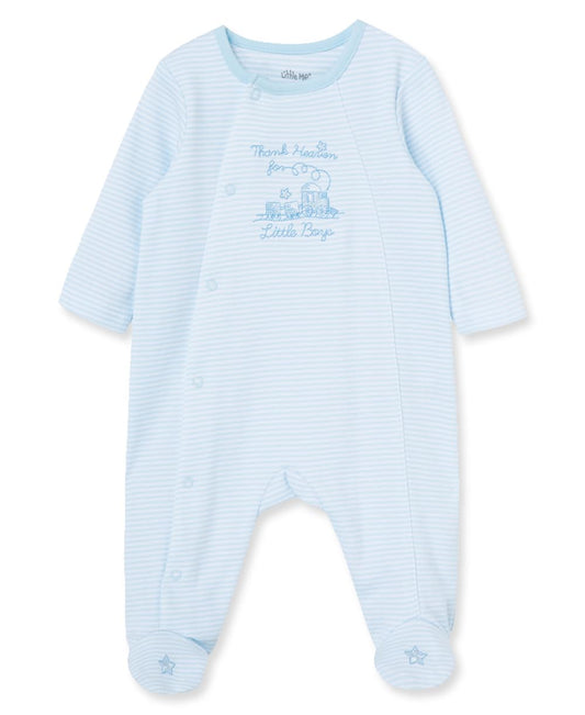 Little Me Clothes for Baby Boys' 100% Cotton Scratch-Free Tag Footie Sleeper, Preemie to 9 Months