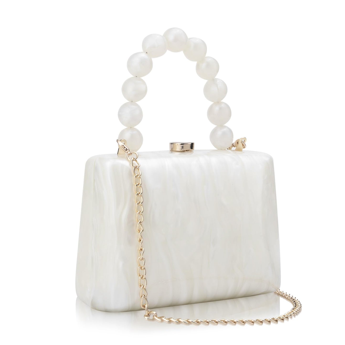 jessie Acrylic Purses Evening Clutch Bag Marbling Handbags for Women Cross Body Bag with Pearl Chain Formal Wedding Prom Party