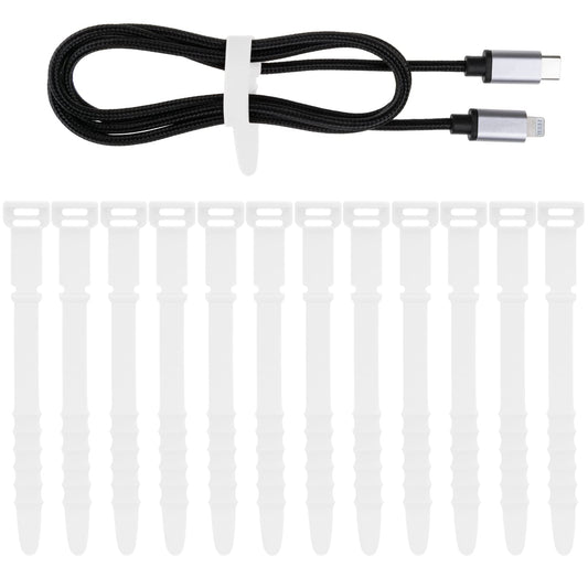 Neepanda 12 Pack Reusable Cable Zip Ties, 4.5 Inch Elastic Silicone Cord Organizer Straps for Bundling and Organizing Phone Charging, Cable Wire, Headphones, Management Home Office Table (White)