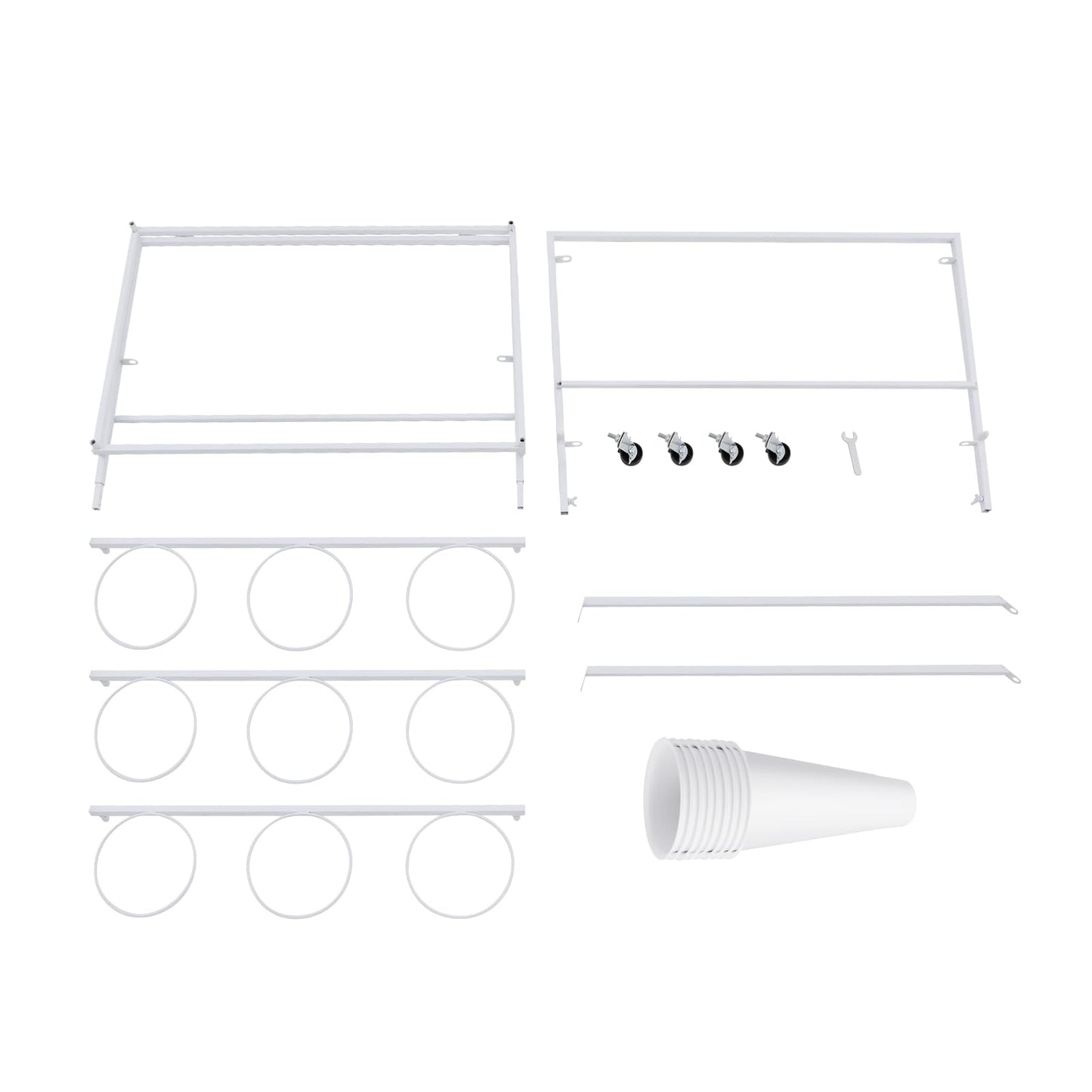 HuaShuani Flower Display Stand with 9 Buckets, 3 Tiers Metal Mobile Florist Bouquet Stand Flower Cart with 4 Wheels for Indoor Outdoor Patio Garden, Living Room, Florist