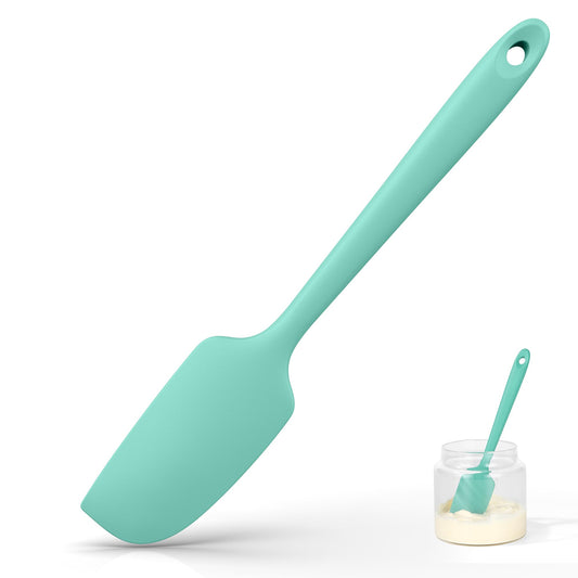 U-Taste Small Mini Silicone Spatula: 9×2inch 600ºF Heat-Resistant Food-Grade Jar Scraper for Kitchen Use, Non-Stick Seamless Flexible Baking Utensil for Mixing, Scraping Jam in Bowl or Cup (Aqua Sky)
