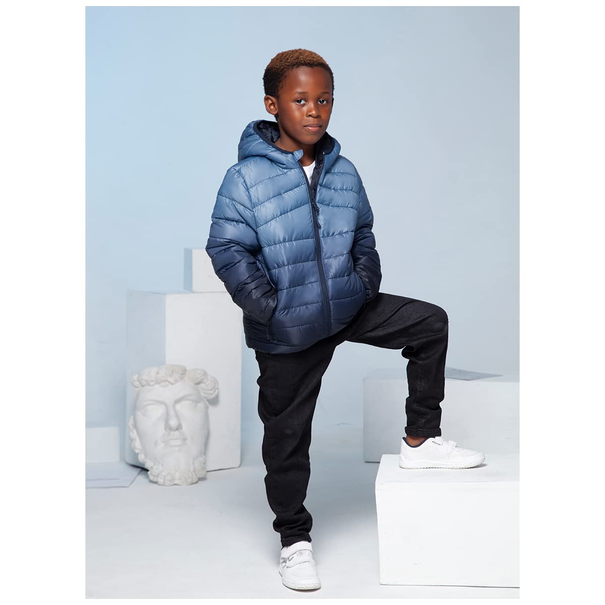 Rokka&Rolla Boys' Reversible Lightweight Puffer Jacket Hooded Water-Resistant Winter Coat