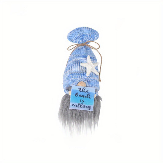 ALYRMEI Beach Birthday Gnome Plush - Summer Gnomes Decorations for Home,Cute Ocean Gnome Figurine Stuffed Gnomes Gifts for Women, Tiered Tray Decor, Beach Party Birthday Decor（Blue Beach）