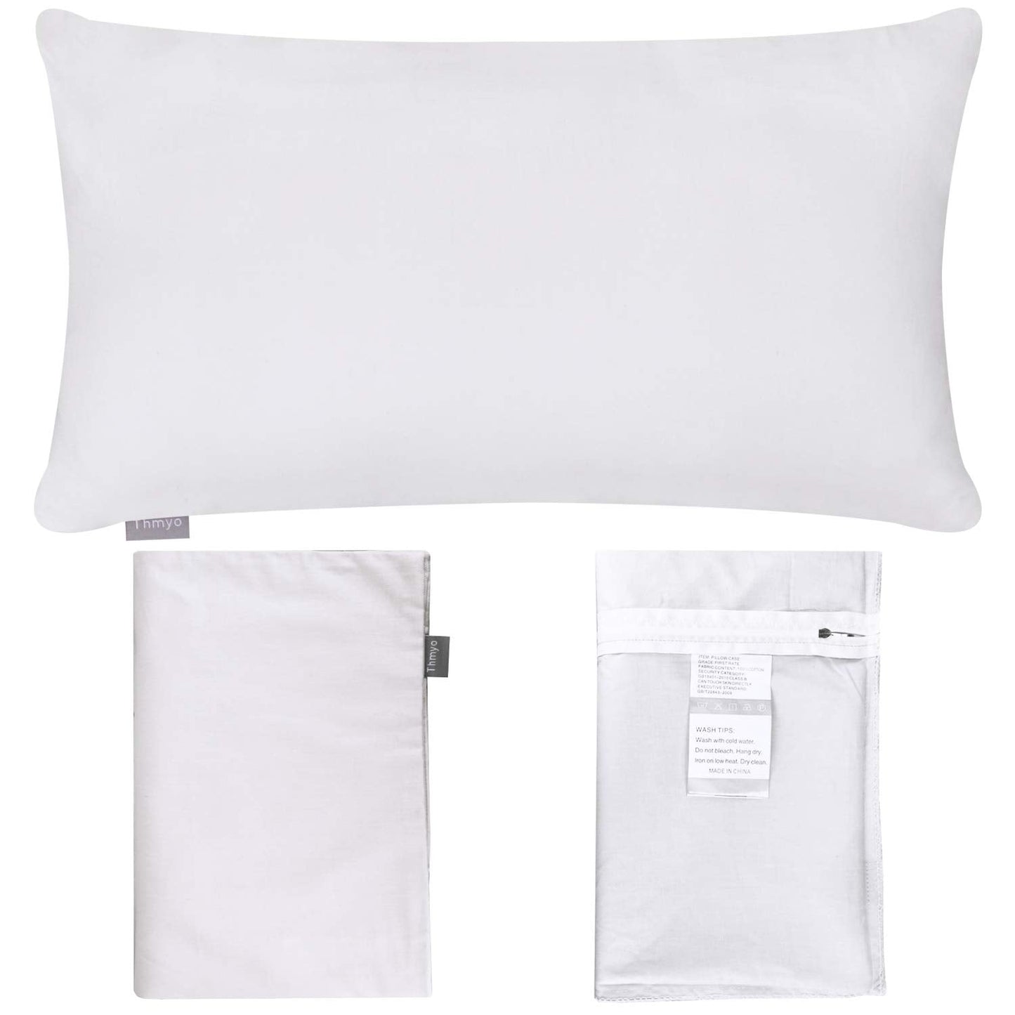 Thmyo 4-Pack 100% Cotton Lumbar Comfortable Solid Decorative Throw Pillow Case Rectangle Cushion Cover DIY Pillowcases for Sofa Bed(Only Covers,Not Pillows)(12x20inch/30x50cm,White)