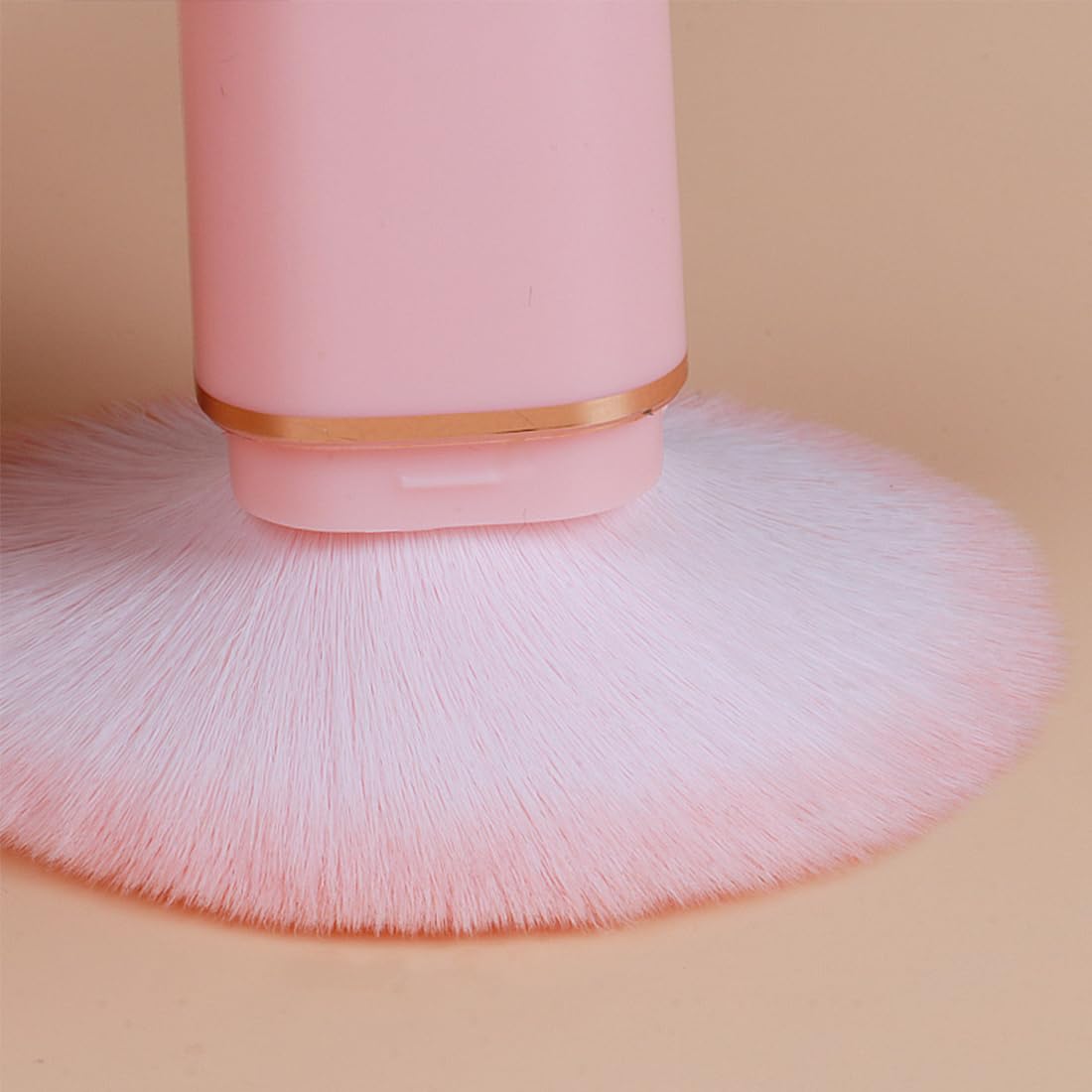 Reazana Retractable Kabuki Brushes 2pcs Powder Foundation Brush Contour Blush Bronzer Face Blender Brush Liquid Cream Mineral Buffing Blending Makeup Brushes Thick Dense Soft Synthetic Fibers (Pink)