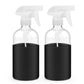 2 Pack Glass Spray Bottles with Silicone Sleeve, 16 oz Empty Refillable Containers with Adjustable Spray Nozzles, Spray Bottles for Hair, Cleaning Solutions and Plants White