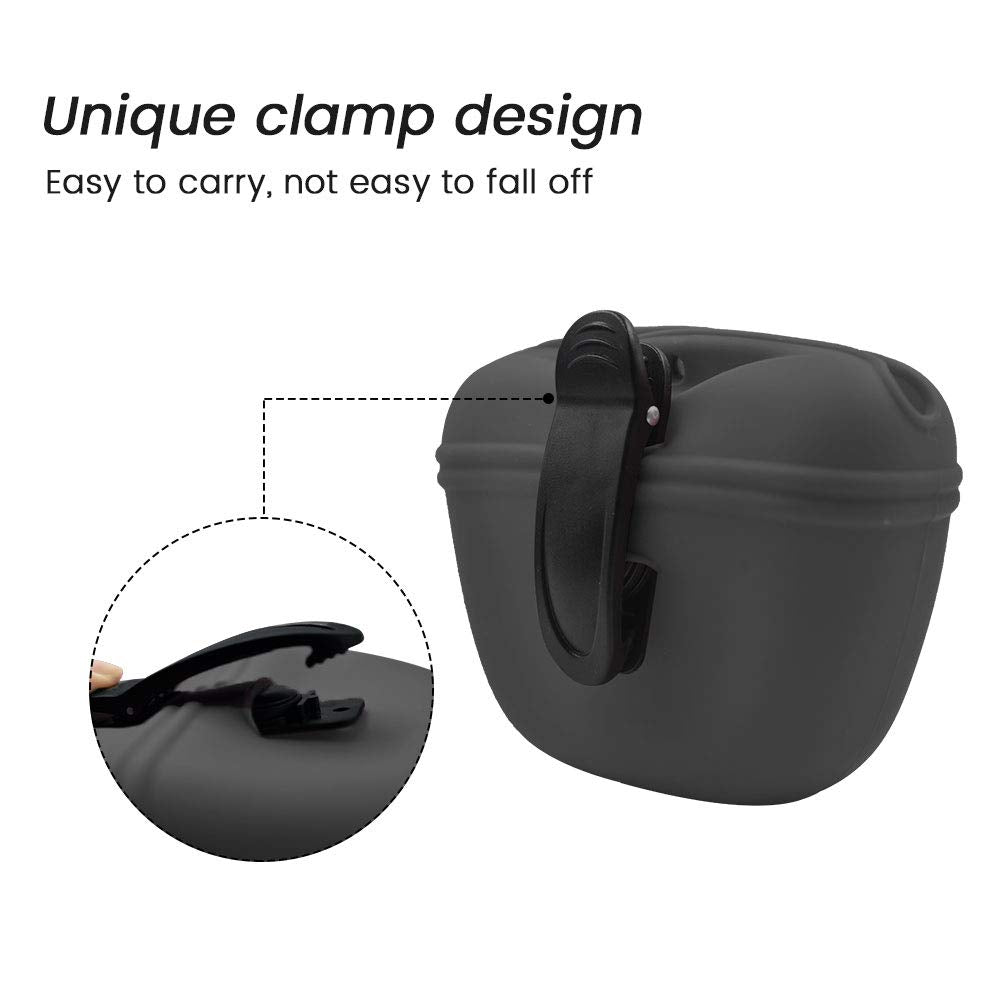AUDWUD Silicone Dog Treat Pouch,With Dog Training Clicker,Clip on Portable Training Container,Convenient Magnetic Buckle Closing and Waist Clip