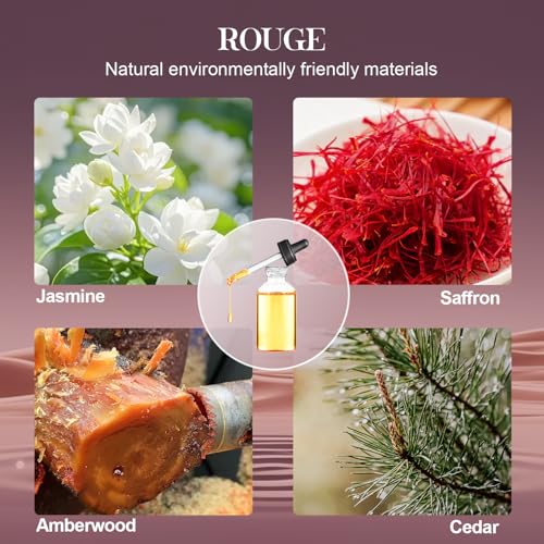 LEAMERR Reed Diffuser Set, 6.1 oz (180 ml) Rouge Scented Diffuser with Sticks Long-Lasting Home Fragrance Reed Diffuser for Home Room Office Bathroom Shelf Decor