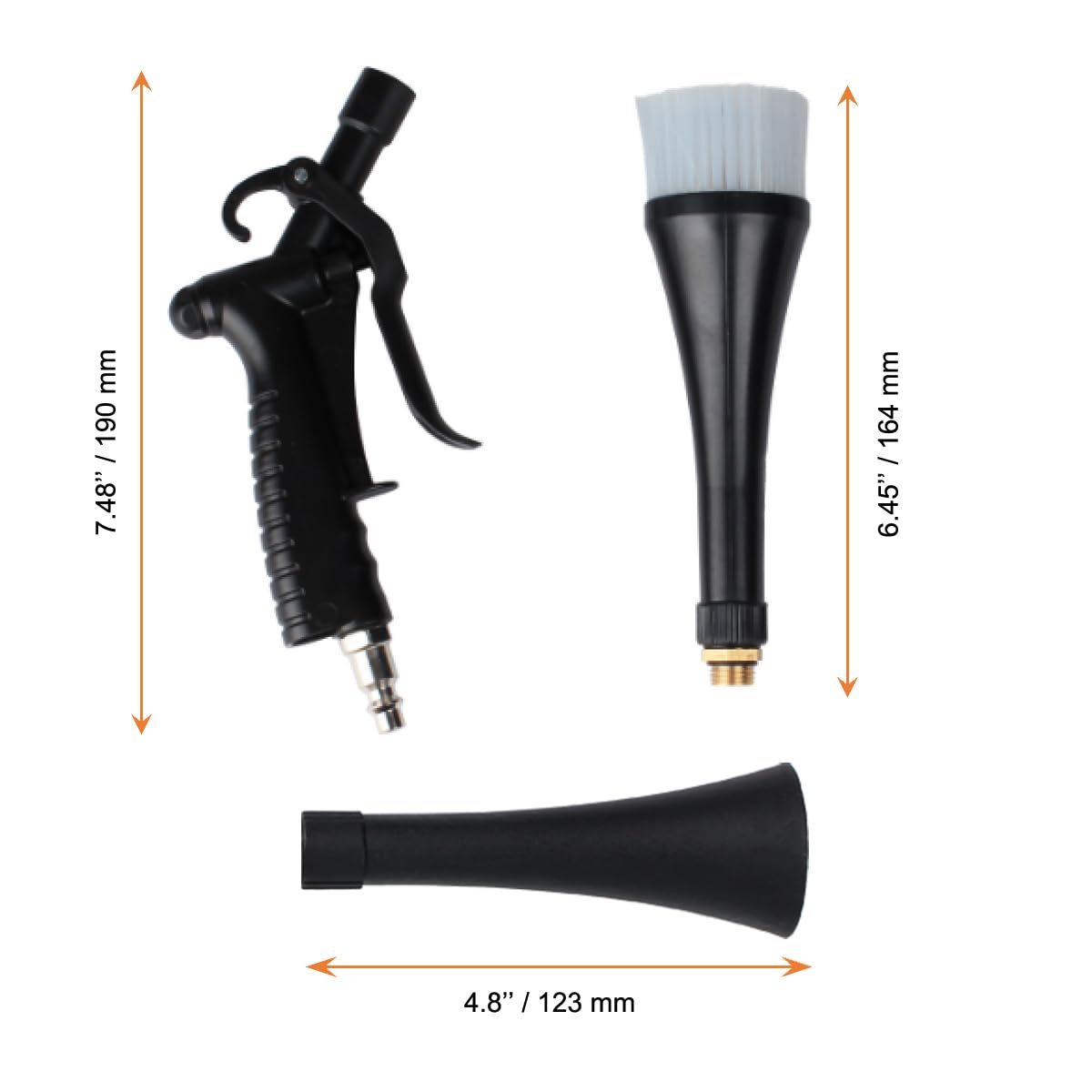 Air Blower Gun for Car Detailing Cleaning Tool with Tapered Nozzle, Tornado Blow Gun Car Clean Gun, Works with Air Compressor