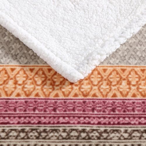 Eddie Bauer - Throw Blanket, Brushed Fleece Bedding with Sherpa Reverse, Soft & Cozy Home Decor for Bed or Couch (Fair Isle Khaki, 50" x 70")